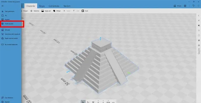 Düzeltilmiş ve Optimize Edilmiş STL Dosyasını Kaydet
