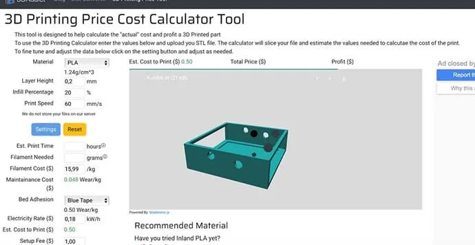 3DAddict – 3D Baskı Hesaplama Sitesi
