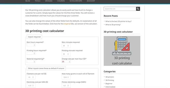 3DprintingPro – 3D Baskı Hesaplama Sitesi