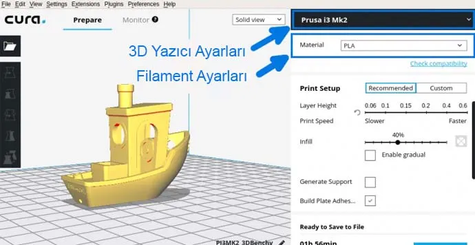 Cura 3D Yazıcı Ayarları