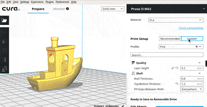 Cura'da Gizli Ayarları Etkinleştir
