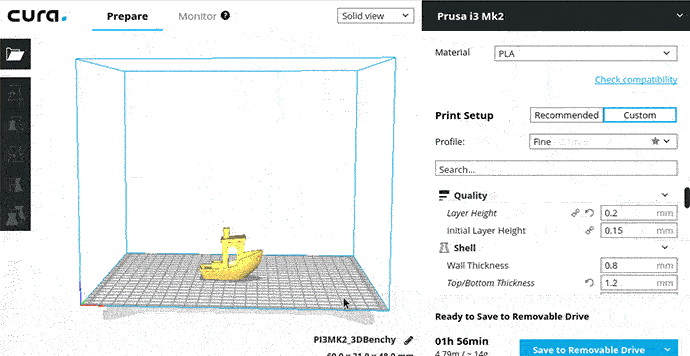 Cura'da Çalışma Düzleminin Bakış Açısını Değiştir
