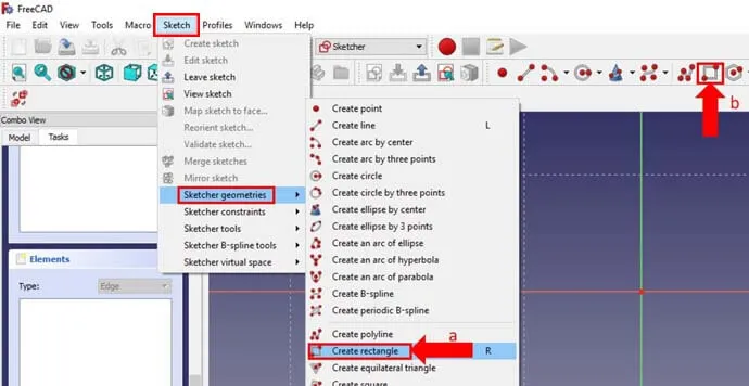 FreeCAD - Dikdörtgen Çiz