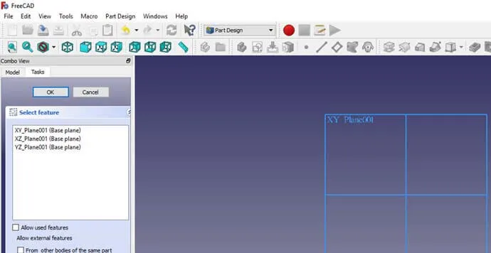 FreeCAD - Düzlem Seç