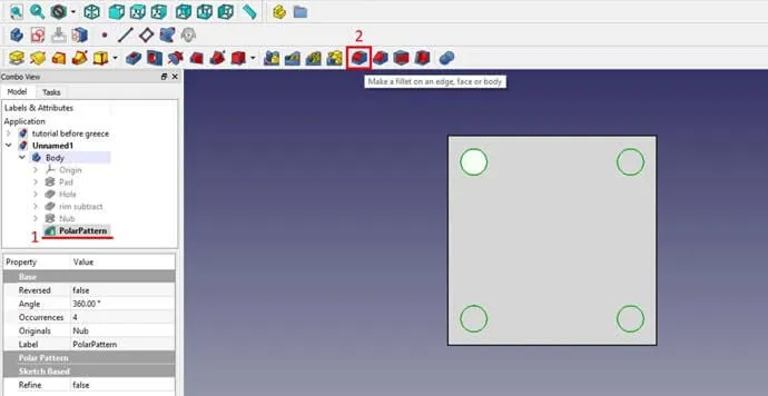 FreeCAD - Fillet
