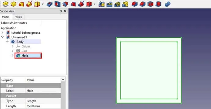 FreeCAD - Hole