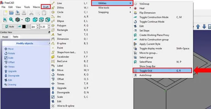FreeCAD - Toogle Grid