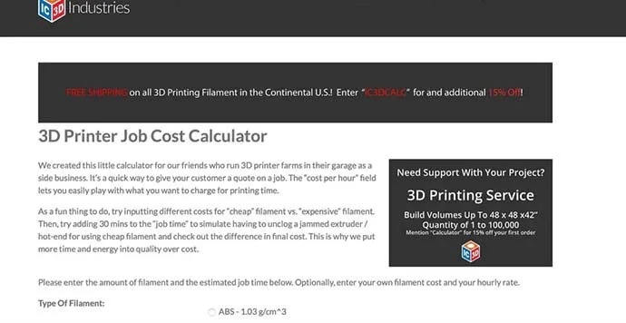 IC3D Printers – 3D Baskı Hesaplama Sitesi