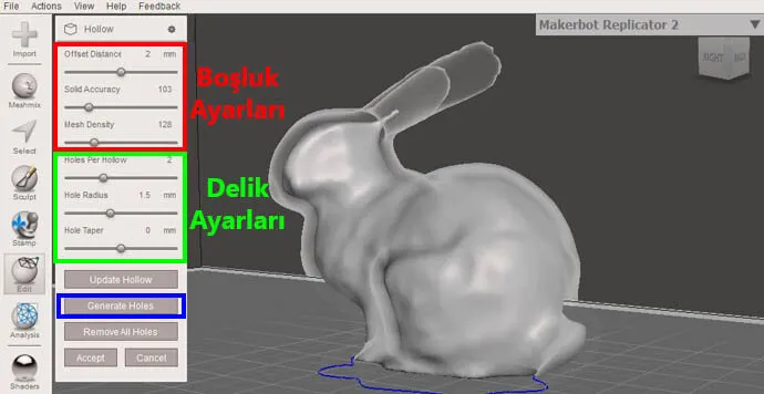 Malzeme ve Zamandan Tasarruf İçin 3D Modeli Boşalt