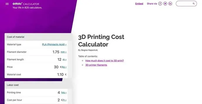 Omni – 3D Baskı Hesaplama Sitesi