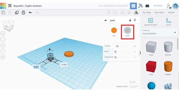 Tinkercad - Dairesel Delik Tasarla