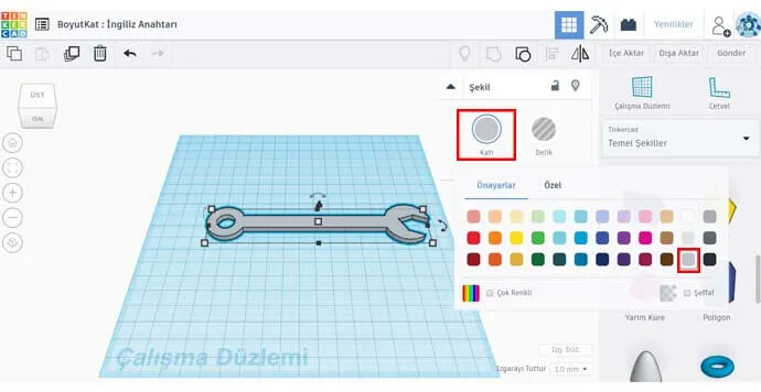 Tinkercad - Renkleri Değiştir