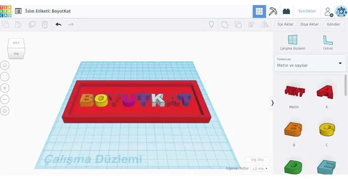 Tinkercad - Etiket Tabanına İsim Yaz_3
